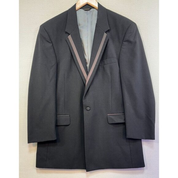 Perry Ellis Evening Mens Wool Tuxedo Jacket 40R Black - Picture 1 of 13